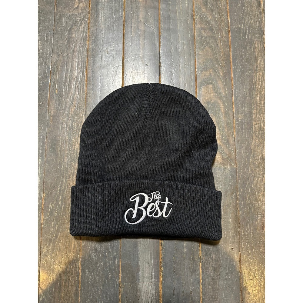 Black The Best Embroidered‎ Cuffed Beanie Knit Hat One SizE